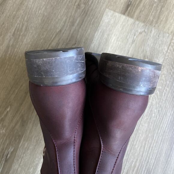 EMU Australian Pioneer Boots Women Sz 6 Burgundy Leather Wool Mid Calf - Picture 7 of 12